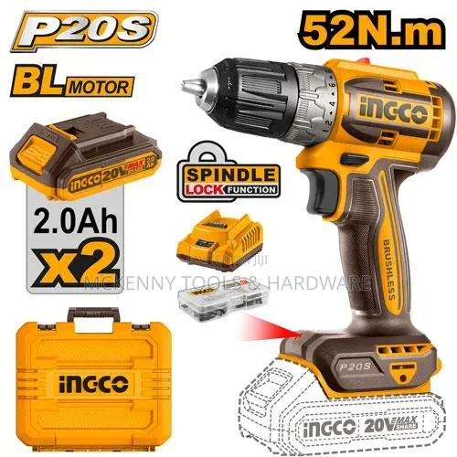 Ingco 20v Brushless Cordless Drill (Model Cdli20453)