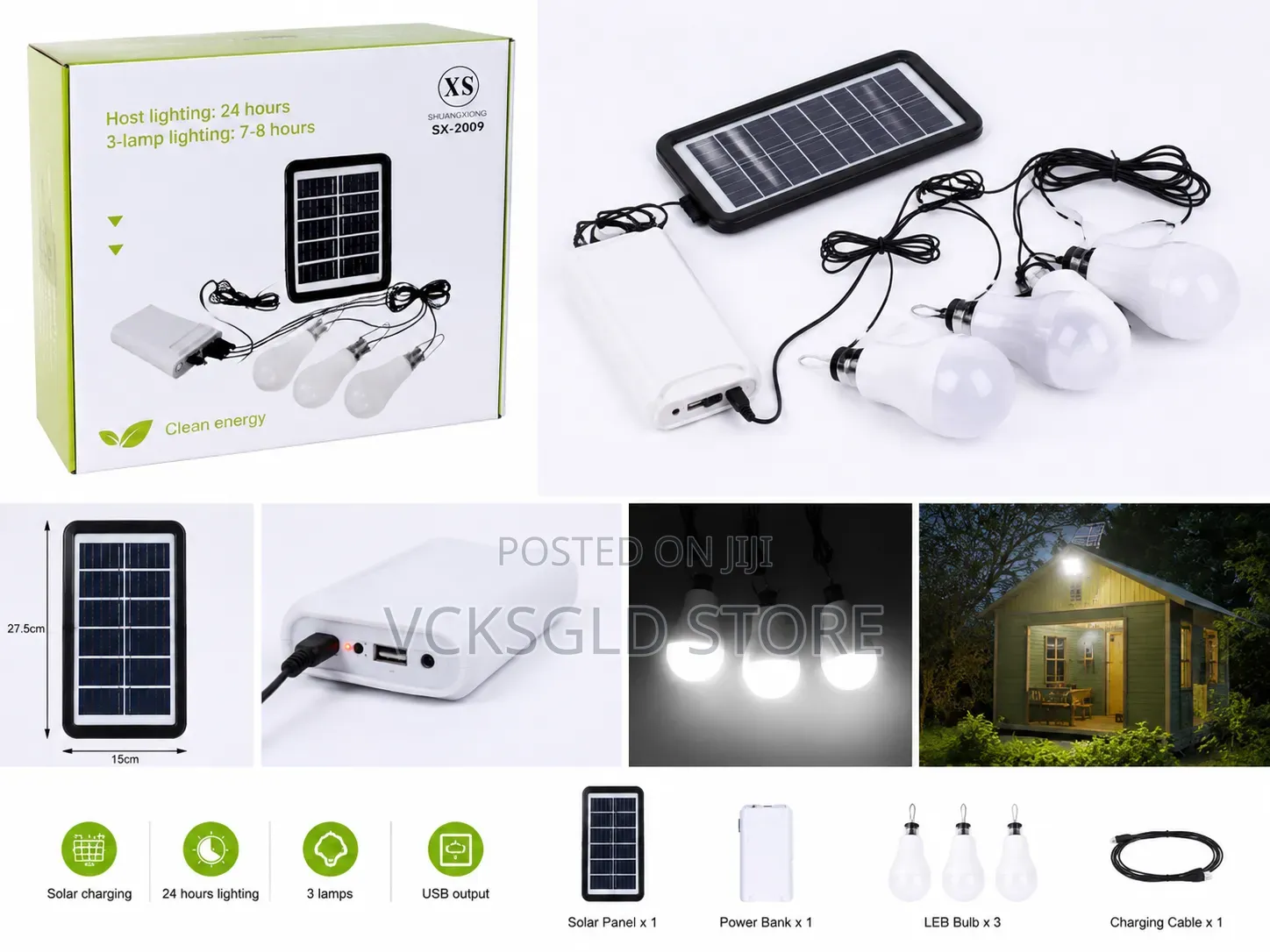 `Shunxiong Sx-2009 Solar Light - 3 Bulbs + Panel