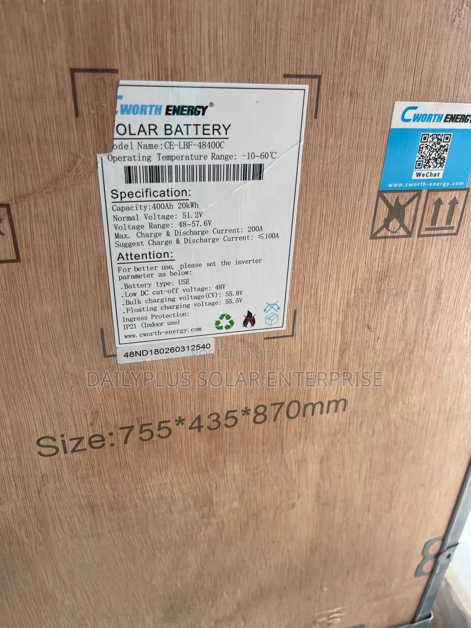 Cworth 20kwh 51.2v Solar Lithium Battery