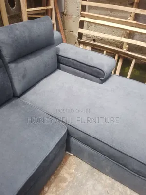 Gray Color L Shaped Four Seater Sofa