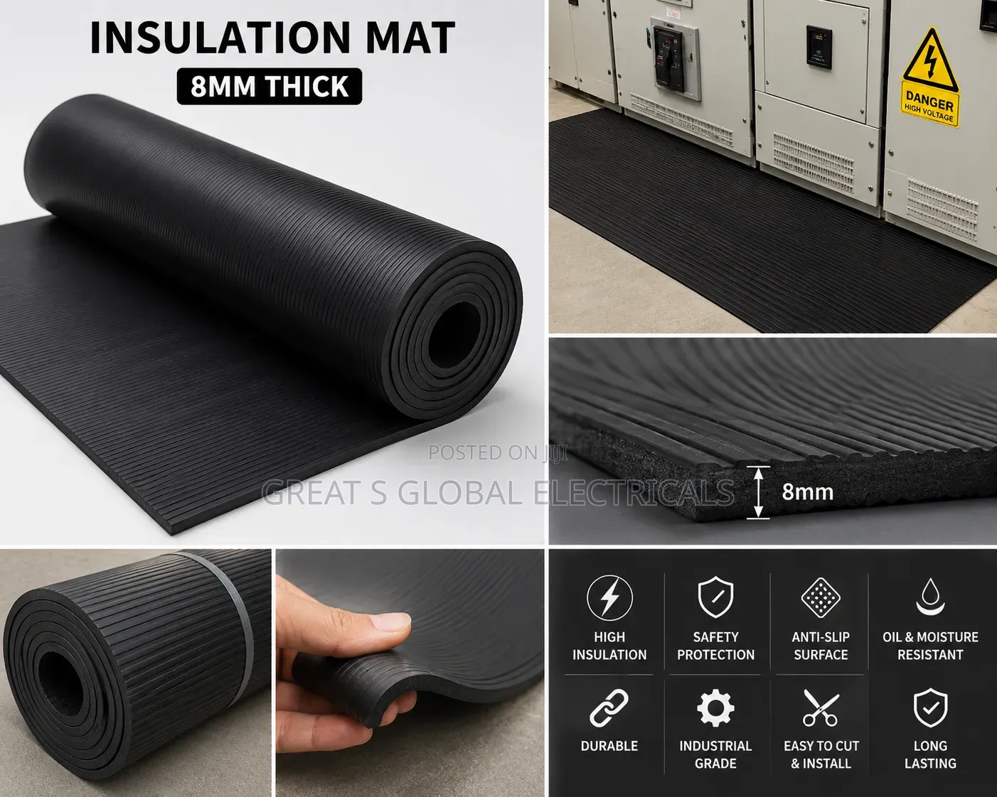 8mm Electrical Insulation Mat, Rubber