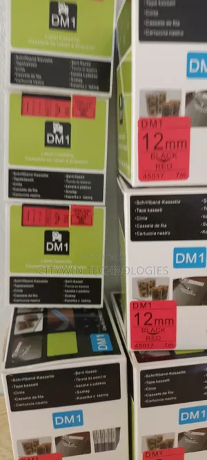 Dymo 12mm Black on Red Label Tape