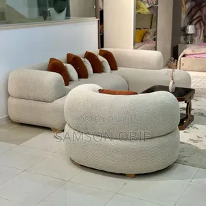 Modern Curved Sofa Round Chair Set | Boucle Fabric | Brand New