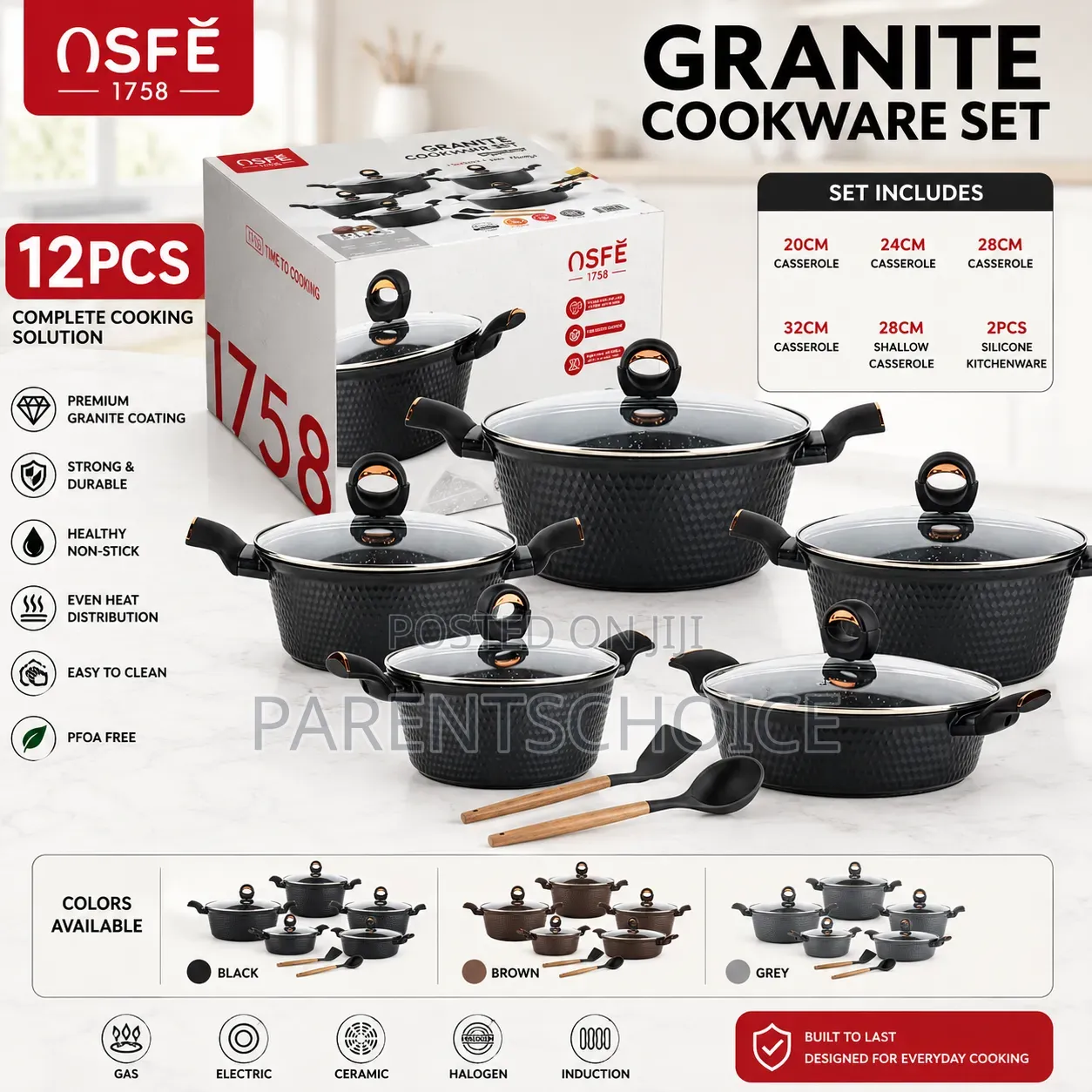 Osfe 1758 12pcs Granite Cookware Set