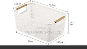 Pantry Storage Basket With Wooden Handle