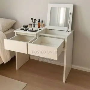 Compact Vanity Desk With Flip Mirror Storage Drawers