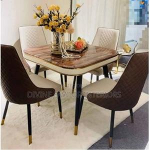 Square Dining Set of Table and 4 Chairs - Brown