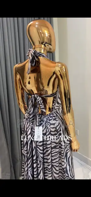 Luxury Zebra Print Maxi Gown for Ladies
