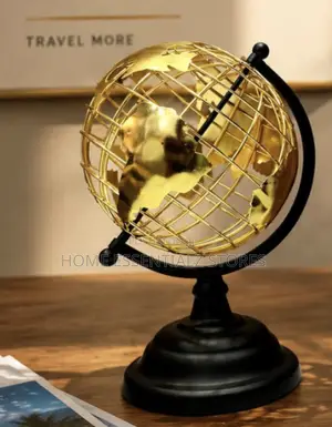 Gold Wire Frame Globe Decor - Modern World Map Ornament