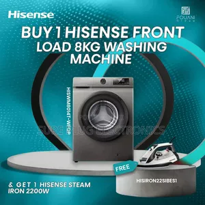 Hisense 8kg Front Load Fully Automatic Washing Machine +Free Iron