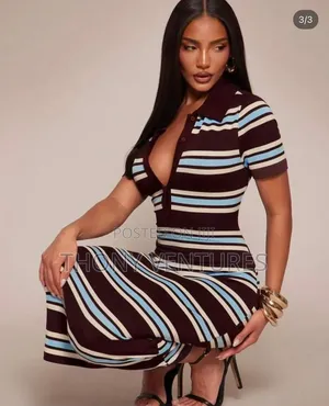 Short Sleeved Stripped Dress