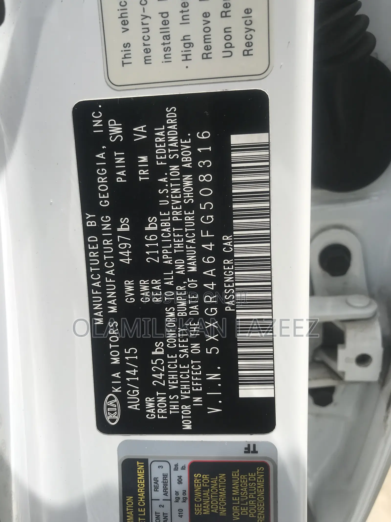 Kia Optima 2015 White