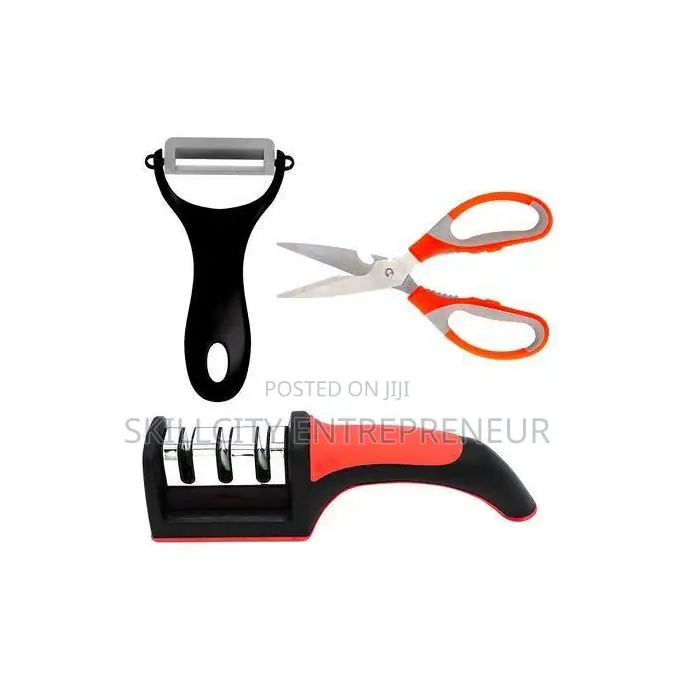 Kitchen Knife Sharpener, Scissors, and Peeler Set