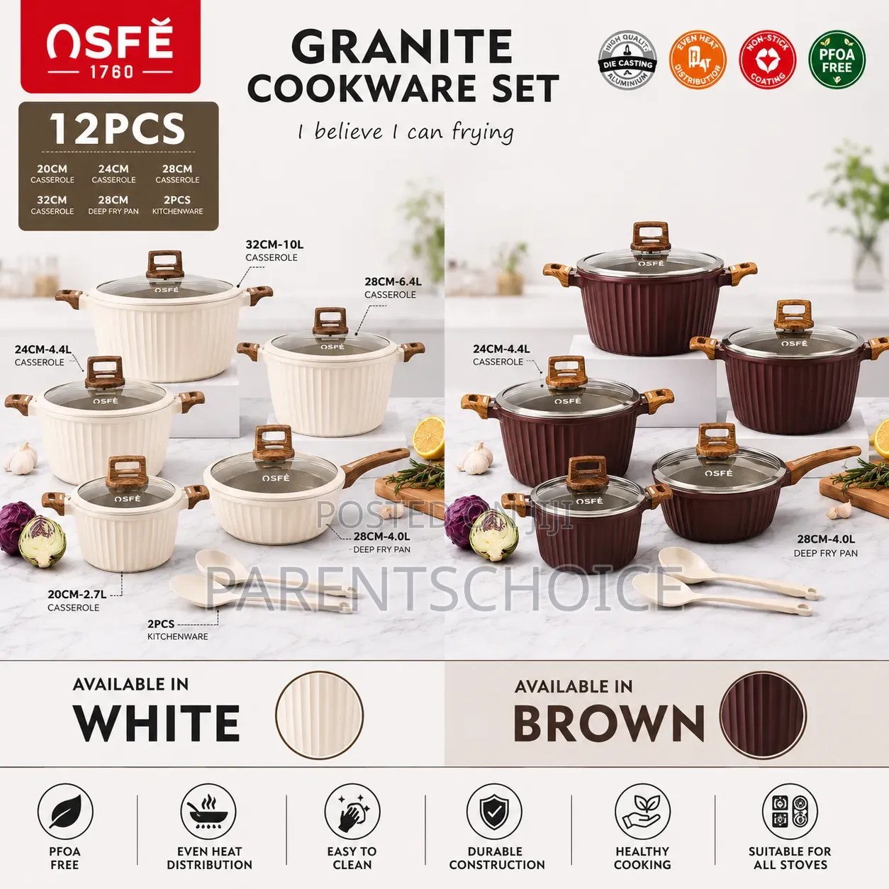 Osfe 12pcs Granite Cookware Set