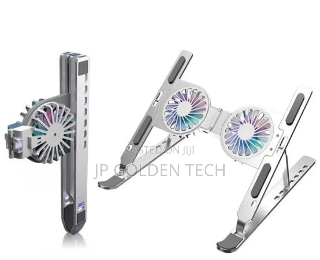 Aluminum Foldable Portable Laptop Stand With Dual Cooling Fans