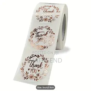 500 Sheets Of Round Rose Golden Thank You Sealing Stickers