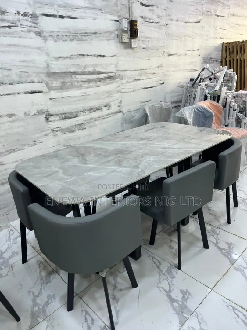 Grey Color Dining Set With 6 Chairs