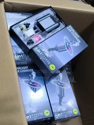 Starlight Car Charger 6in1 120w Retractable Typec Lightnin Diffuser.