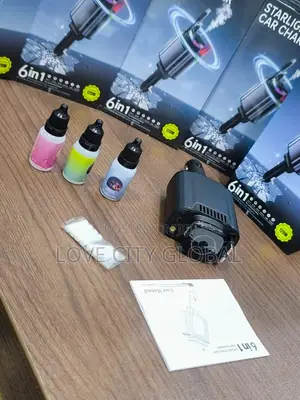 Starlight Car Charger 6in1 120w Retractable Typec Lightnin Diffuser.