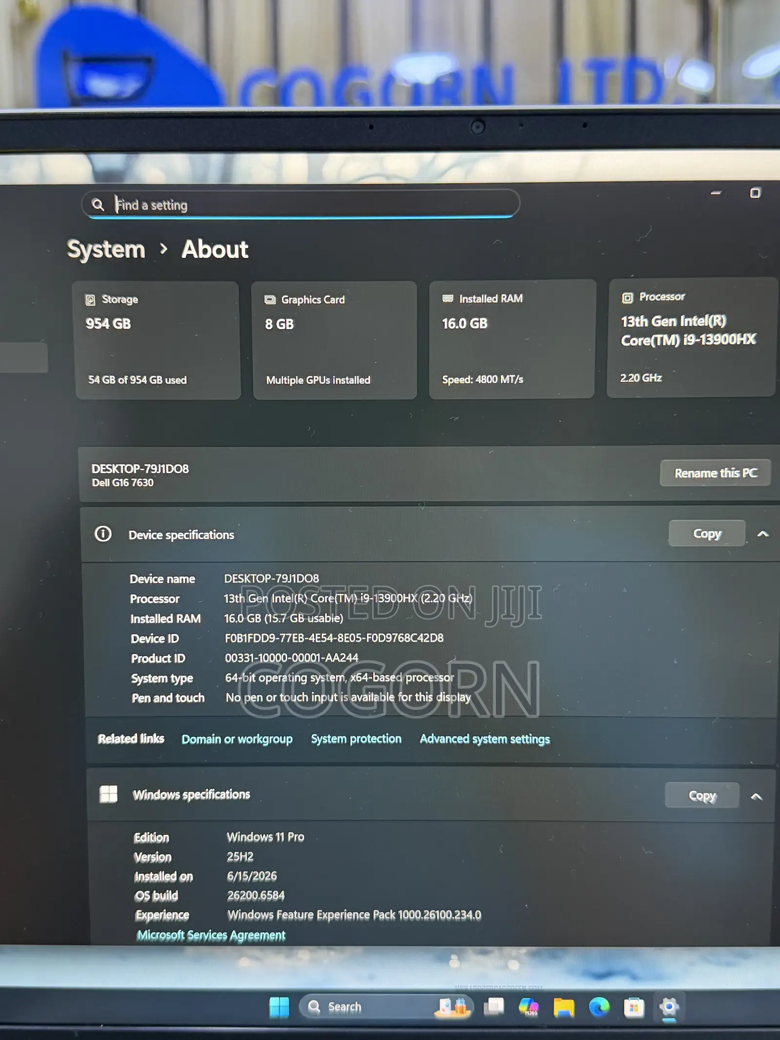 Laptop Dell G16 7630 16GB Intel Core i9 SSD 1T