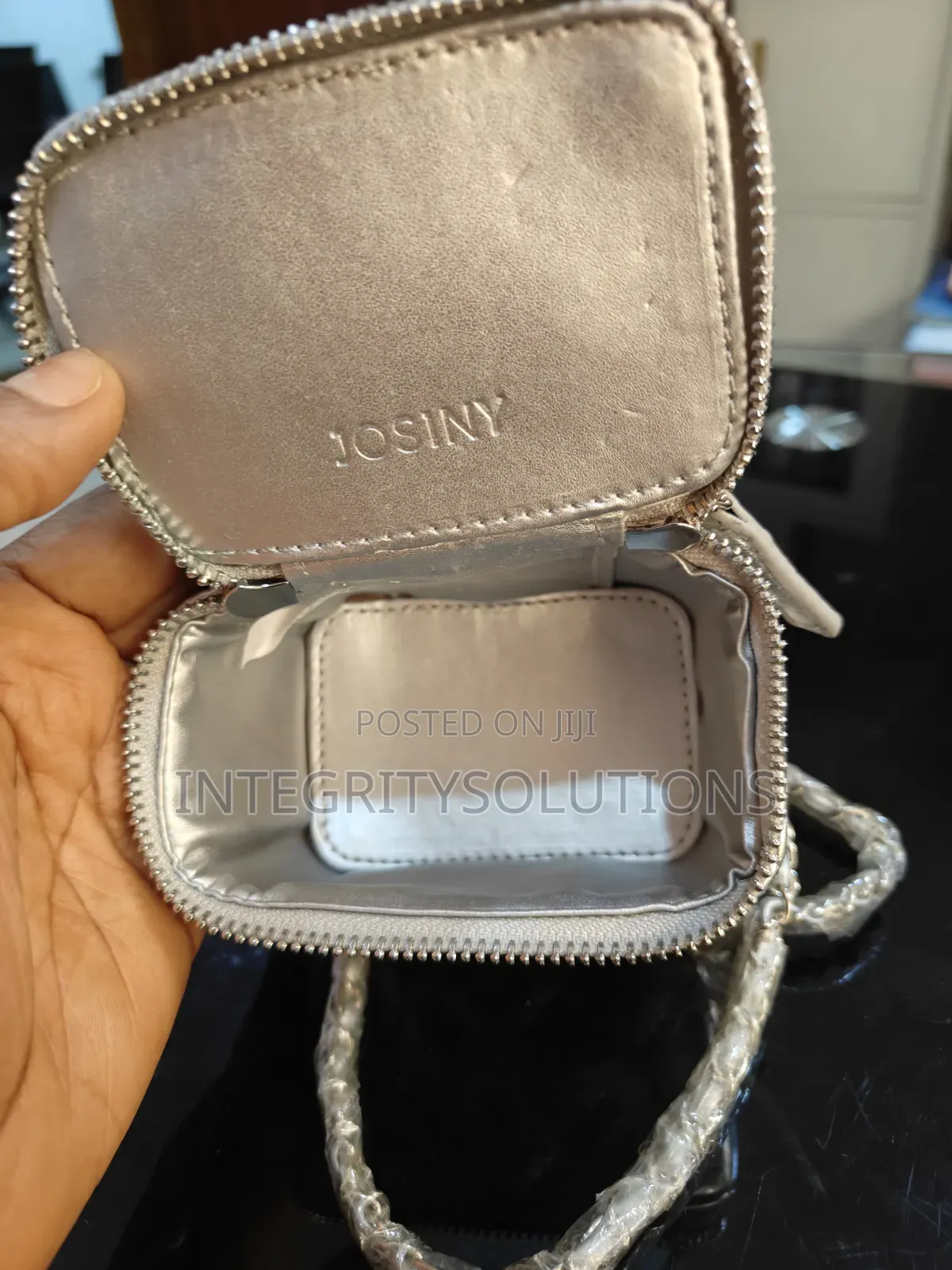 Silver Quilted Vanity Bag