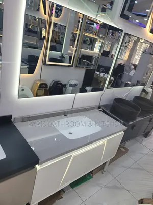 Floating Bathroom Vanity Set With Smart Led Mirror, Glossy Countertop