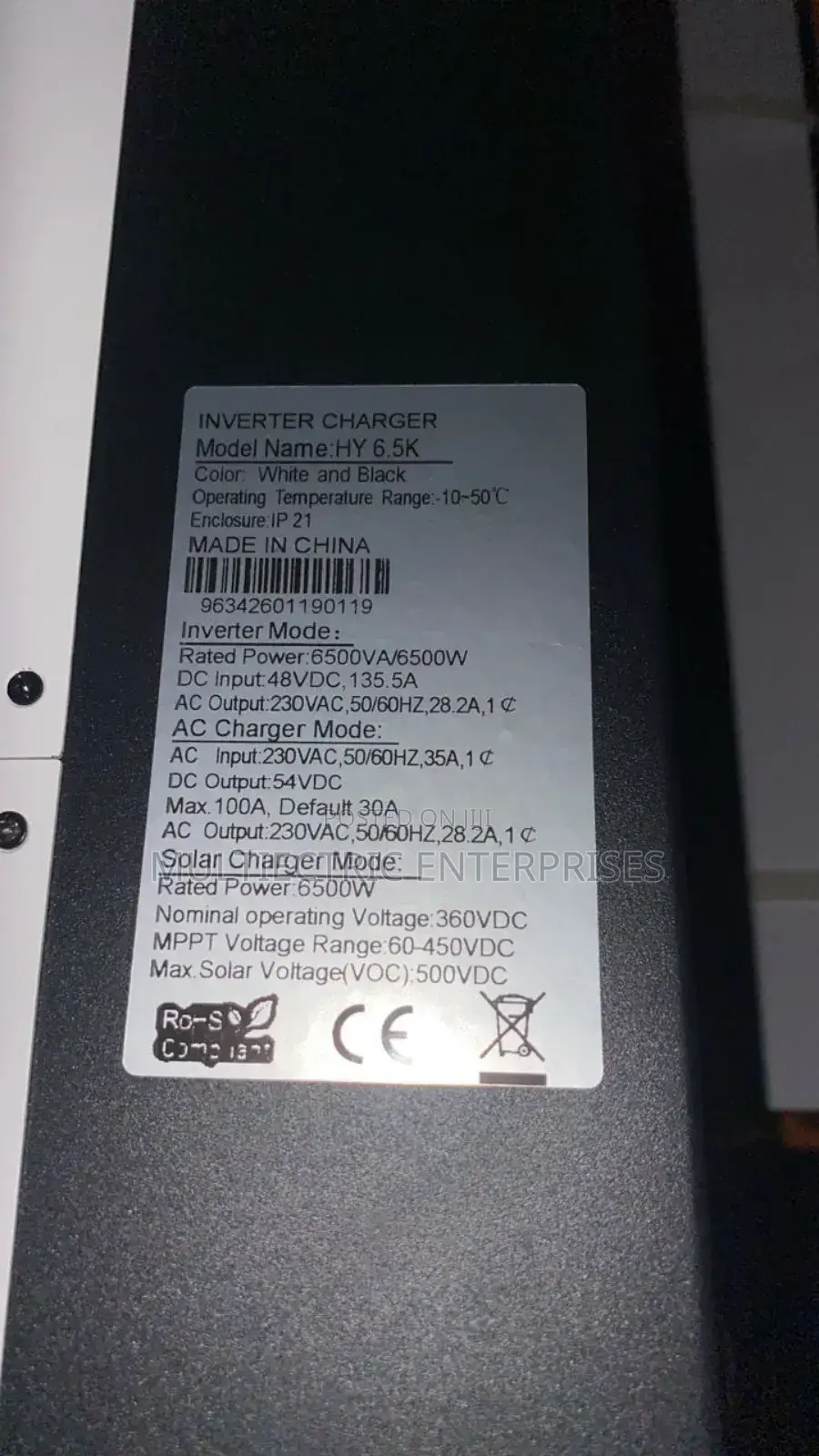 6.5kva Hybrid Inverter 48vdc