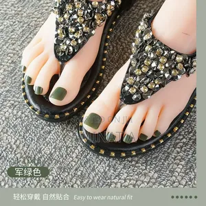Short Diy Coloured Press on Toe Nails With Gum
