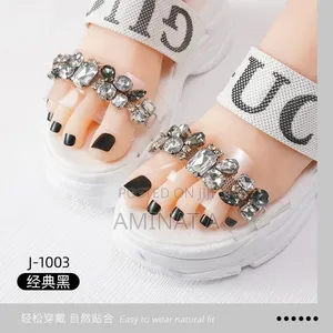 Short Diy Coloured Press on Toe Nails With Gum