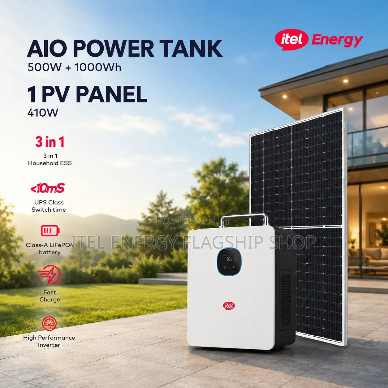 Itel 500w Aio/410w Solar Panel