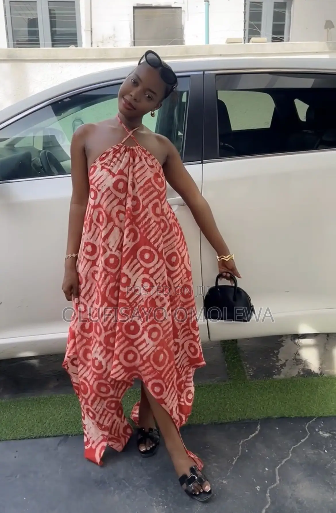 Adire Crepe Backless Dress