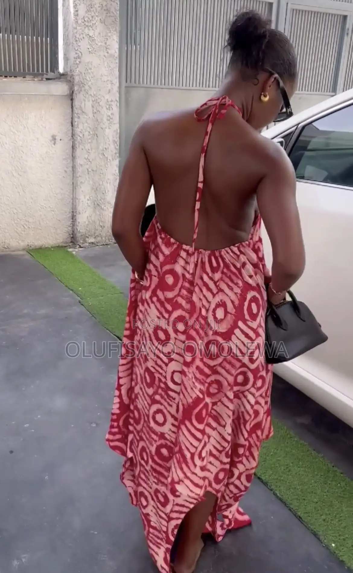 Adire Crepe Backless Dress