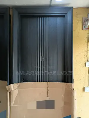 3ftx8ft Black Steel Security Door With Lines