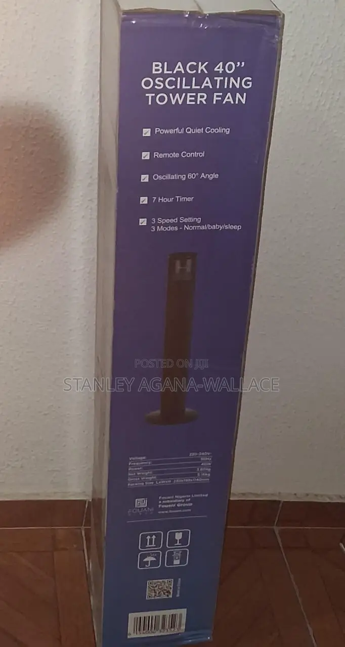 Black 40” Oscillating Tower Fan