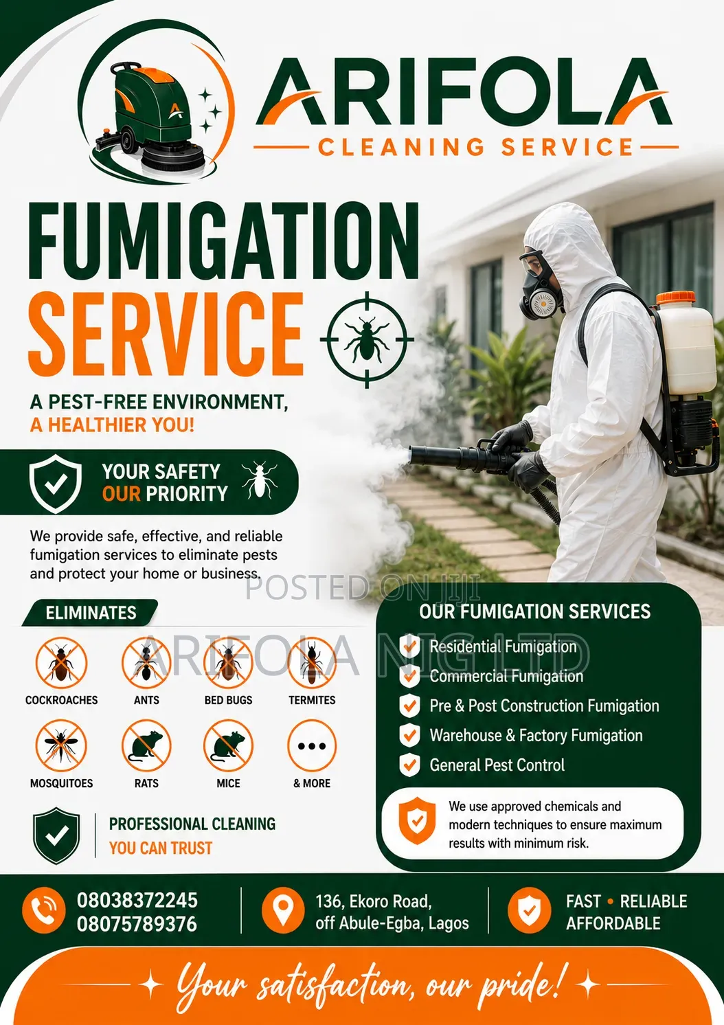 Arifola Professional Cleaning Service Fumigation