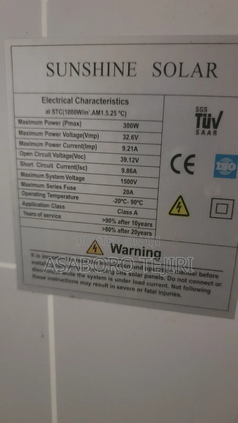 Fairly Used Solar Panel 300w