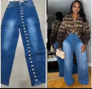 Women’S High-Waist Button Front Wide-Leg Jeans