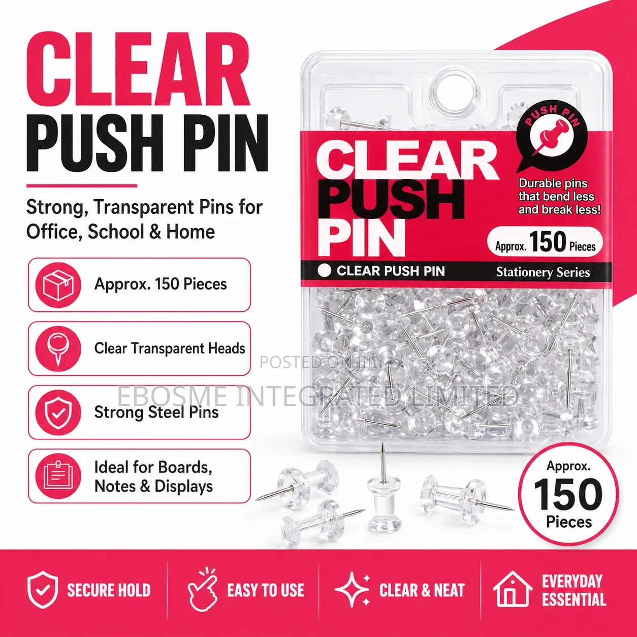 Clear Push Pin