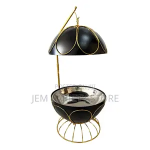 8l Luxury Round Black Gold Hanging Chaffing Dish.