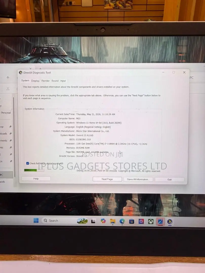 Laptop MSI MSI Sword 15 8GB Intel Core i7 SSD 512GB