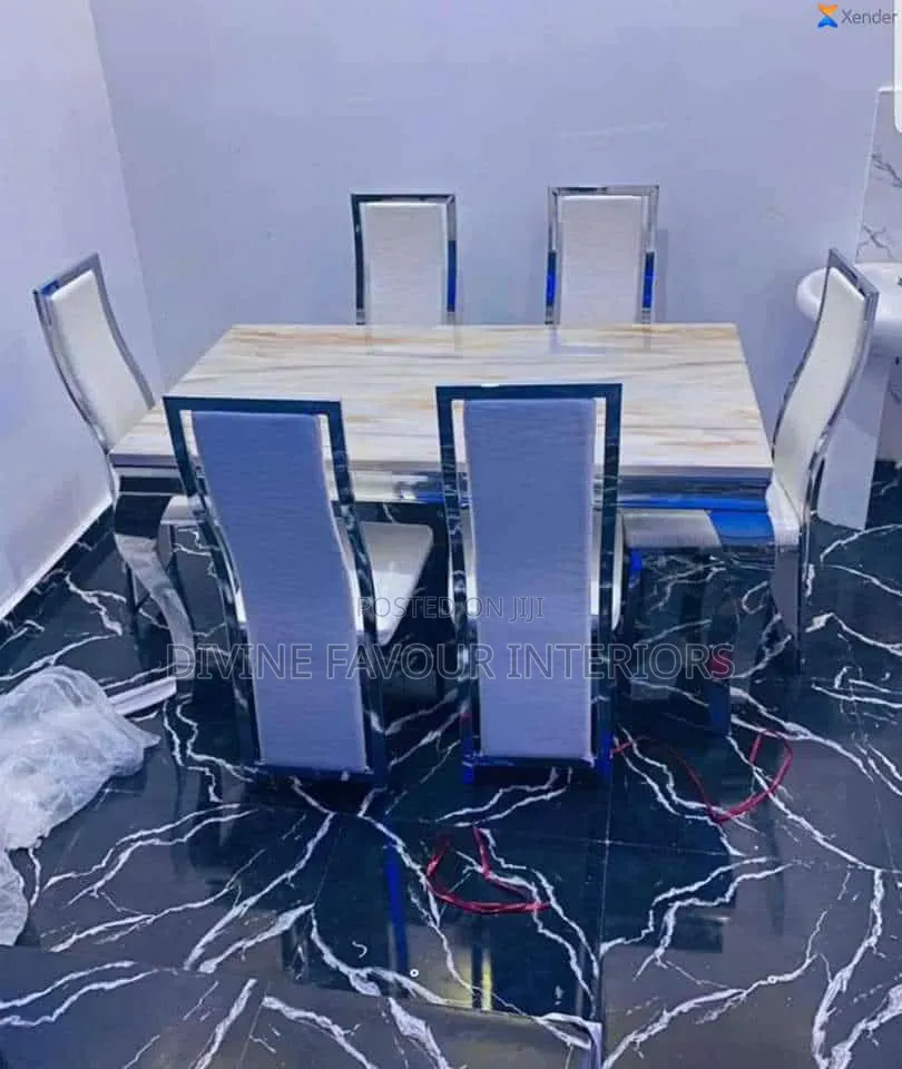 Dining Table Set of 6 Chairs - White