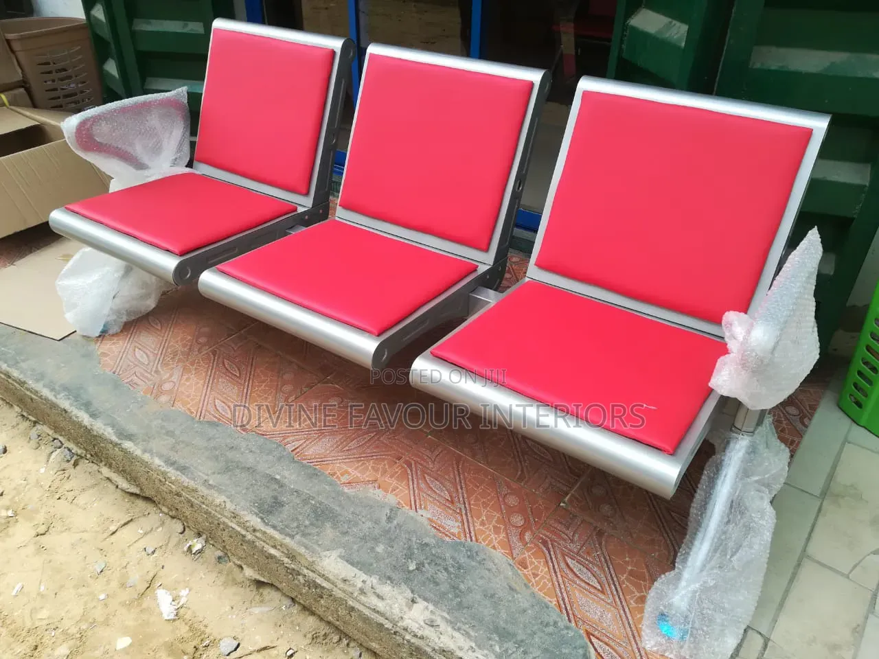 Heavy-Duty Reception Waiting Chair - Red
