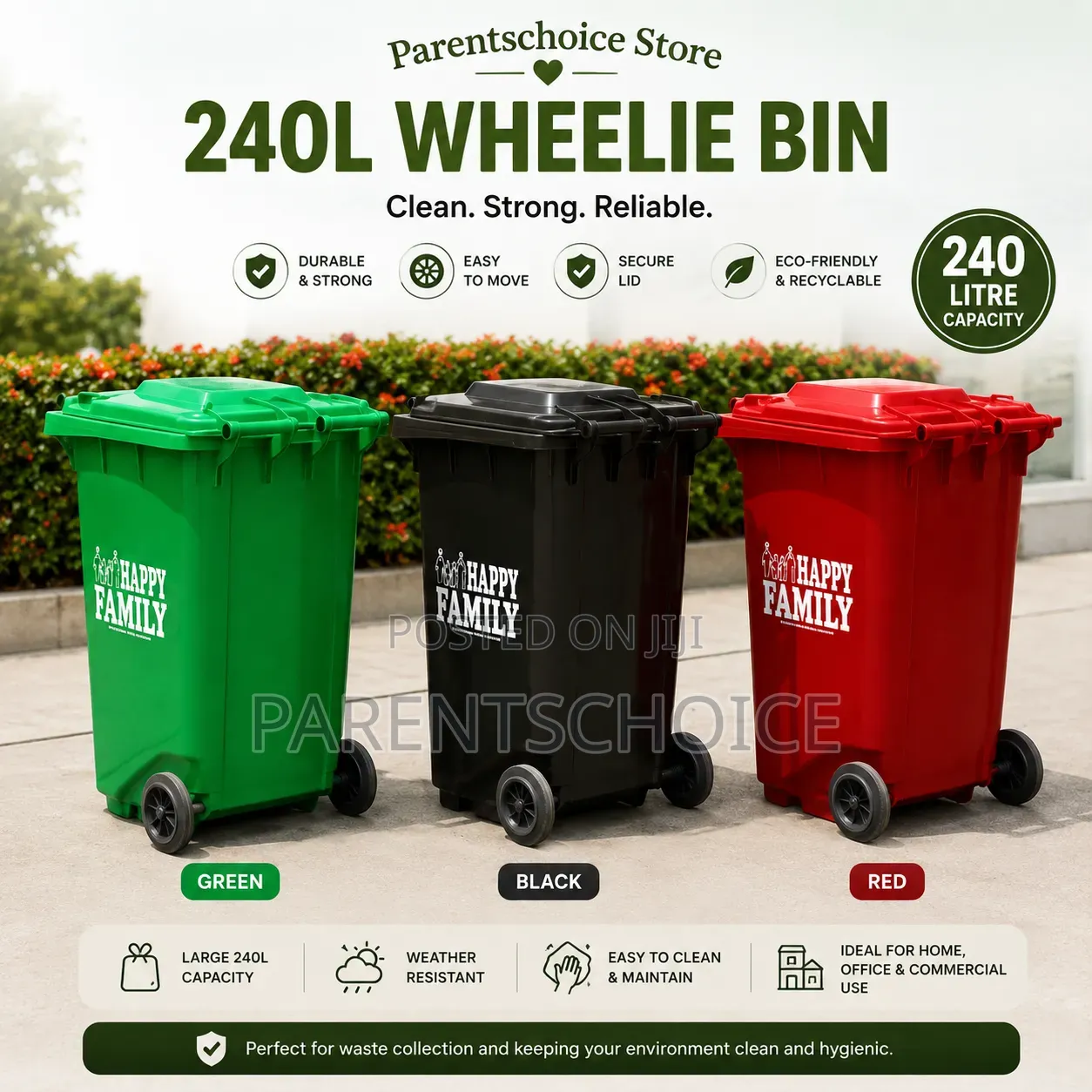 240l Outdoor Wheelie Bin