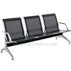 3 in 1 Office Waiting Chair With Black Perforated Metal Seats