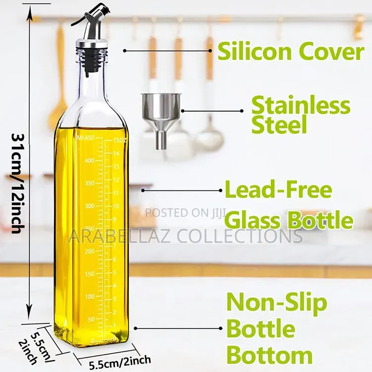 2 Pack 17oz Oil Dispenser Set Oil Bottles
