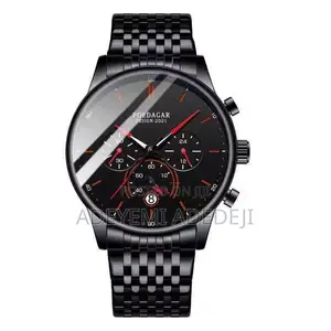 Poedagar Chronograph Black Diamond Designer Wristwatch