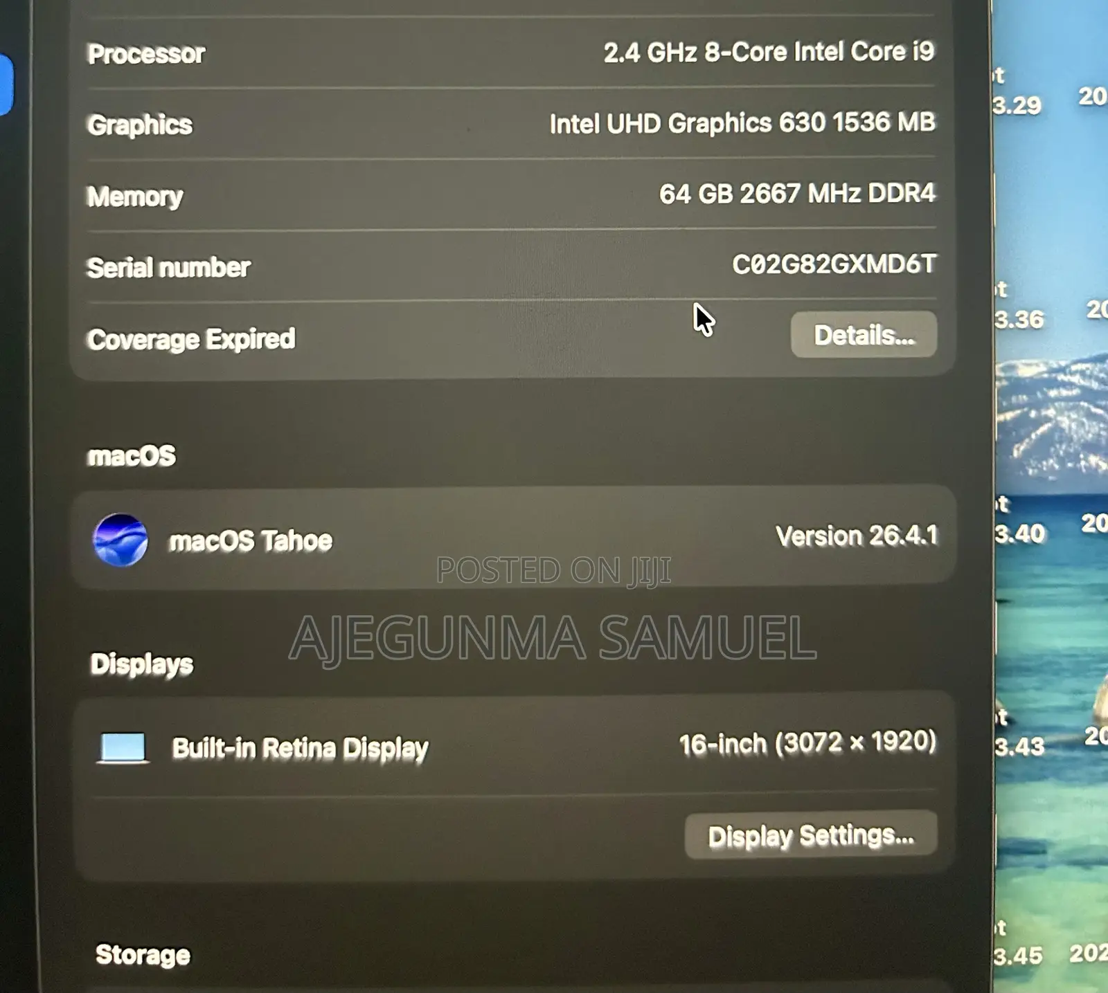 Laptop Apple MacBook Pro 2019 64GB Intel Core i9 SSD 1T