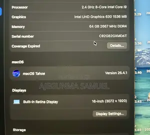 Laptop Apple MacBook Pro 2019 64GB Intel Core i9 SSD 1T