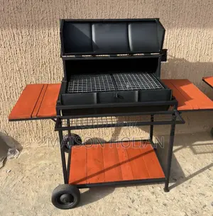 Heavy Duty Charcoal BBQ Grill With Side Shelves – Brand New