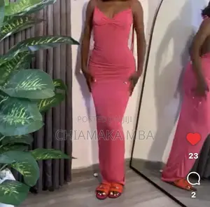 Pink Spaghetti Strap Backless Maxi Dress - Size 8